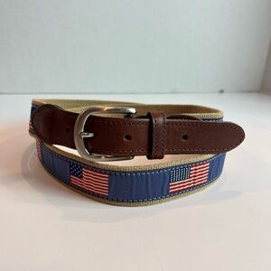 The Braided Cow Patriotic Ribbon and Leather Belt Size 46